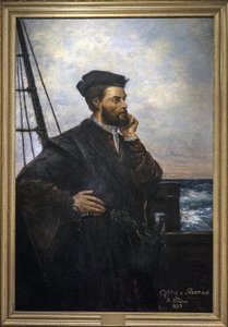 Retrato de Jacques Cartier (1491-1557), navegador e explorador francês. pintura de Auguste Lemoine 1848-1909 - 1895 SAINT MALO museu de história