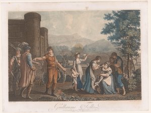 Willem Tell depois de atirar na maçã Guillaume Tell (título no objeto) de Auguste Claude Simon Legrand