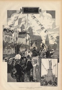 Inauguração da Estátua do Papa Urbano II em CHATILLON-SUR-MARNE a 21 de Julho de 1887. Desenho da natureza por Augusto François Marie Gorguet (1862-1927), em Paris ilustre de 1887.