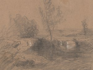 Paisagem, c.1853-65 (lápis e lavagem sobre papel)