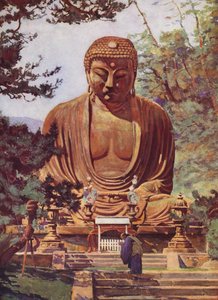 O Daiboutsou de Kamakoura, Japão (litografia a cores) de Auguste Gerardin