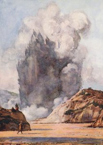 Black Geyser, Nova Zelândia (litografia a cores) de Auguste Gerardin
