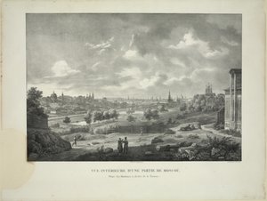 Sobre o rio Yauza em Moscou, c. 1830 de Auguste Jean Baptiste Antoine Cadolle