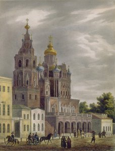 A Igreja da Dormição dos Theotokos na Rua Pokrovka em Moscou, 1825 de Auguste Jean Baptiste Antoine Cadolle