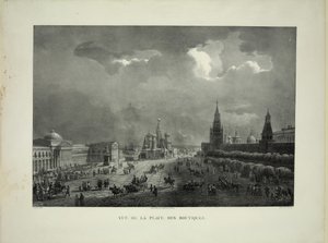 Linhas de negociação superiores na Praça Vermelha de Moscou, c. 1830 de Auguste Jean Baptiste Antoine Cadolle