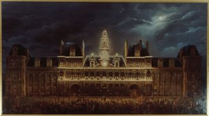 Iluminação do Hôtel de Ville para o Dia do Rei, 1 de maio de Auguste Jean Simon Roux