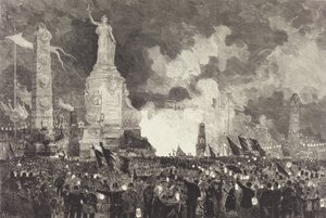 14 de julho. Iluminação da Place de la République, 1883. de Auguste Lepere