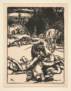 Apr?s le combat?s (After the Battle), de La Guerre de 1914, primeira s?rie, no.14 de Auguste Lepere