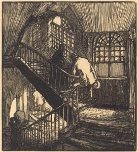 Escadaria da casa onde ficava o Chateau Rouge, publicada em 1901. de Auguste Lepere