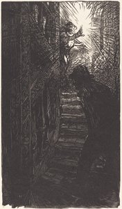 Escada esculpida rue Boutebrie de Auguste Lepere