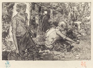 Colheita de lírio de maio (La cueillette du muguet) de Auguste Lepere