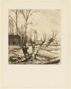 In the Deluged Marsh - The Shepherd (Au marais inonde - Le berger) de Auguste Lepere
