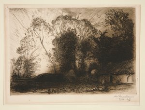 La chaumi?re ? Rousseau (Vend?e) (Casa de campo em Rousseau [Vendee]) de Auguste Lepere