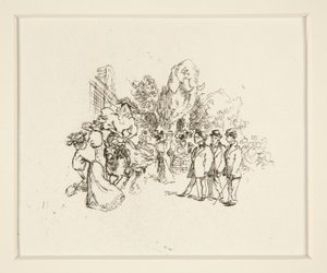 Lady montando vaca, outras figuras e elefante de Auguste Lepere