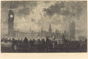 Parlamento às 9 horas da noite - Londres de Auguste Lepere