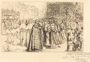 Retorno da Procissão à Catedral de Nante (Rentree de la Procession a la Cathedral de Nantes) de Auguste Lepere