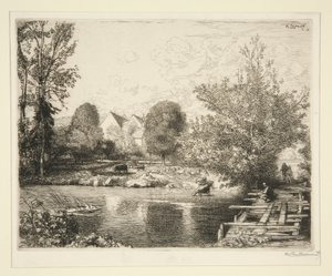 Vieille passerelle, bords du petit Morin (antiga ponte pedonal, margens do pequeno Morin) de Auguste Lepere