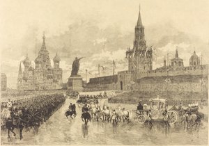 A coroação do czar. O Cortejo Imperial atravessa a Place Royale de Auguste Lepère and Auguste Gérardin