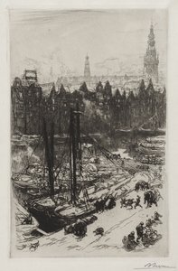 Amsterdã, vista do Victoria Hotel de Auguste Louis Lepère
