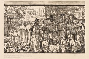 A procissão de Corpus Christi em Nantes de Auguste Louis Lepère