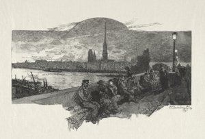 Rouen ilustrado: A ponte de pedras de Auguste Louis Lepère