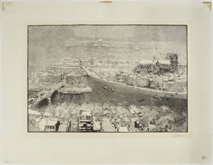 Paris sob a neve, vista do alto de Saint-Gervais de Auguste Louis Lepère