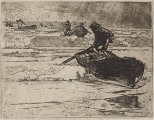 Pescadores fugindo antes da tempestade de Auguste Louis Lepère