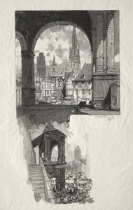 Rouen Ilustrado: Passeio pela Place de la Haute Vieille; Edícula do Orgulho de Auguste Louis Lepère