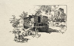 Alojamento em barco. de Auguste Louis Lepère