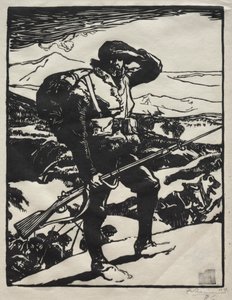 Caçador Alpino Observando a Planície do Reno de Auguste Louis Lepère