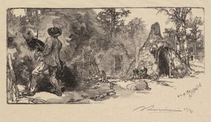 Floresta de Fontainebleau: Coalmen La Forêt de Fontainebleau: Les Charbonniers, 1890. de Auguste Louis Lepère