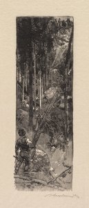 Floresta de Fontainebleau: Corte de pinheiros A Floresta de Fontainebleau: Abate de pinheiros, 1890. de Auguste Louis Lepère
