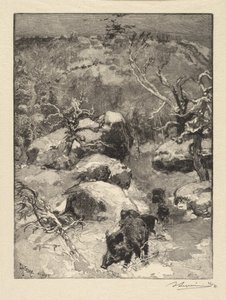 Floresta de Fontainebleau: Penhasco de Cuvier-Châtillon A Floresta de Fontainebleau: Roche Cuvier-Châtillon, 18 de Auguste Louis Lepère