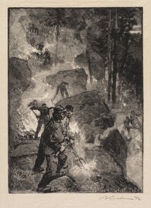 Floresta de Fontainebleau: queimadores de samambaia de Auguste Louis Lepère