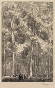 Floresta Fontainebleau: Manhã, Encruzilhada da Rota dos Fortes de Marlotte de Auguste Louis Lepère
