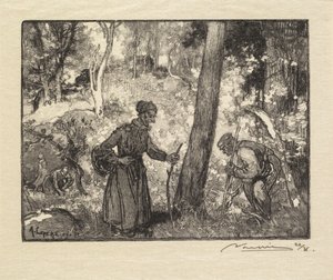 Floresta de Fontainebleau: Caçadores de cogumelos no Rocher Bernard La Forêt de Fontainebleau ..., 1890.