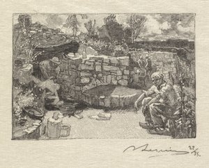 Floresta de Fontainebleau: Quarrymans Lodge A Floresta de Fontainebleau: A Carrier Lodge, 1890. de Auguste Louis Lepère