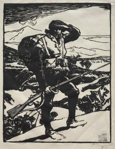 História da Guerra: Alpine Chaser. de Auguste Louis Lepère