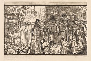 A procissão de Corpus Christi em Nantes de Auguste Louis Lepère