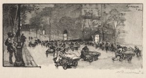 O Boulevard, na esquina do Faubourg Montmartre de Auguste Louis Lepère