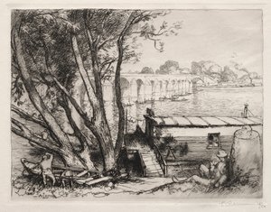 Pont de Poissy, 1917. de Auguste Louis Lepère