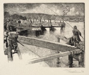A garagem dos barcos de ônibus. de Auguste Louis Lepère