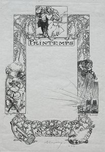 Almanaque de Paris, 1897: Fronteira Decorativa, Primavera de Auguste Louis Lepère