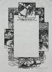 Almanaque de Paris, 1897: Fronteira decorativa, inverno, 1897. de Auguste Louis Lepère