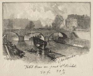 Pequeno braço na Pont St. Michel. de Auguste Louis Lepère