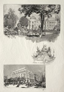 Rouen Illustré: O Museu, Fontaine St. Marie, Teatro das Artes, 1896. de Auguste Louis Lepère