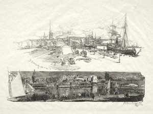 Rouen Illustré: Os Novos Cais - A Cruz, 1896. de Auguste Louis Lepère