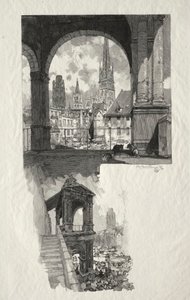 Rouen Illustré: Lugar do Tour Haute Vieille, Edicule of the Fierte, 1896. de Auguste Louis Lepère