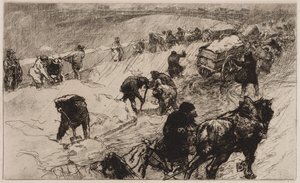 Luta com bolas de neve: Quay aux Fleurs, 1890. de Auguste Louis Lepère