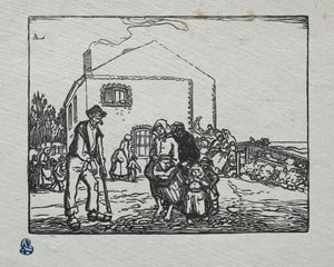 Os mendigos na última casa, 1905. de Auguste Louis Lepère